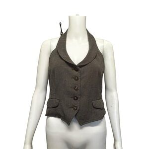 Ricki's Gray Plaid Halter Vest Size 8